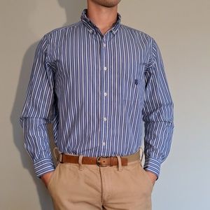 Blue and Purple Striped Button Up Shirt